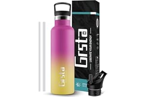 GRSTA Borraccia Bambini, Borraccia Termica Senza BPA, Bottiglia in Acciaio Inox 500 ml, Borracce Ecologica e Riutilizzabile, Borraccia con Cannuccia, Bottiglia Acqua per Scuola, All'aperto, Sport, Campeggio