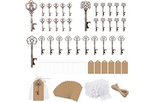 GEERDAN 30pcs Bomboniere Matrimonio Chiave Apribottiglie, Bomboniere Decorazione Rustica Antica per Feste (Rame)