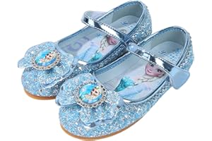 FStory&Winyee Bambini Ragazza Arco Piatto Principessa Scarpe Farfalla Glitter Fibbia Costume Carnevale Cosplay Fiaba di Serata Halloween Natale Festa Compleanno Cerimonia,Blu,22