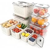 ChaneeHann 6 x Fridge Organizer (7.2L/4.55L/3.3L/1.85L/0.85L/0.38L), Fridge Organizer for Fruits/Vegetables/Salads, BPA Free,