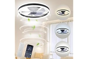Sunowl Ceiling Fans with Lights, 50cm Ceiling Fan with Remote Control, LED Ceiling Light with Fan with Smart 3 Light Color, 6 Speed, Dimmable, Timing for Bedroom Living Room Kitchen(Black)