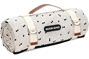 G GOOD GAIN Extra große Picknickdecke mit Tragegurt, übergroß, 198,1 x 144,8 cm, wasserdicht und sanddicht, tragbare Campingmatte, Outdoor-Strandmatte, drinnen (braun)