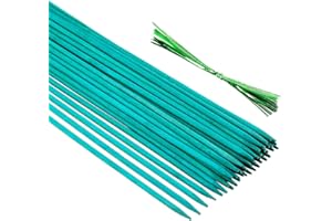 KINGLAKE, 50 bastoncini di supporto per piante verdi da 38 cm, per fiori con 50 fascette da giardino