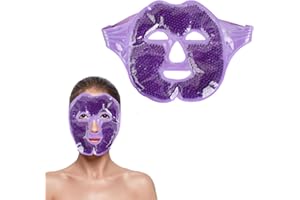 KASLAIDER Maschera Gel Riutilizzabile per Viso, Maschera di Ghiaccio Rinfrescante per Occhi Gonfi, Cerchi Scuri, Emicrania, Gonfiore del Viso e Occhi Asciutti (Viola)
