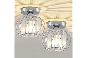 Seruno X Chandelier Crystals Ceiling Light, Chrome Modern Mini Ceiling Lighting Fixtures, Small Semi Flush Mount Ceiling Light for Living Room Bedroom Kitchen Dining Room Hallway Bathroom Foyer Bar