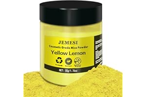 JEMESI Colori per Resina Epossidica,50g Giallo Mica Polvere Colorante Polveri Perlato per Sapone, Bomba da Bagno, Resina Epossidica, Slime, Candele, Acquerello, Cosmetici