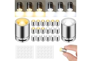 HOCUCHELAND 20 Pièces Mini Lampe LED, Mini LED Sans Fil Pile Incluse, Blanc Chaud Et Blanc Petite Lumiere LEDs A Pile avec Points De Colle, Petite Lampe LEDs pour Vitrines, Briques De Jeu