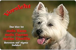 Nanyuk +++ West Highland White Terrier - Metall Warnschild Schild Hundeschild Sign - Westie 01 T1