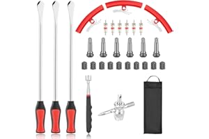 Fenghome Tyre Lever Tool Set, 24Pcs Motorcycle Tyre Levers Tool Kit for Repairing Changing Motor-Cycle Bicycle Cart Scooter, Removal Tool with 3Pcs 39cm Iron Lever Spoon