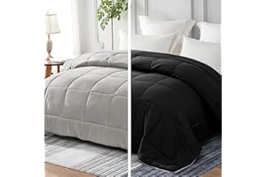 Whale Flotilla Reversible Duvet King Size for All Seasons, 7.5 Tog Down Alternative Box Sitiched Comforter, Lightweight and Machine Washable Bedding Set, 220X240 cm, Black,Light Grey