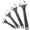 MAXPOWER Adjustable Spanner Set, 4PCs Adjustable Wrench Set, Black - 150mm, 200mm, 250mm and 300mm