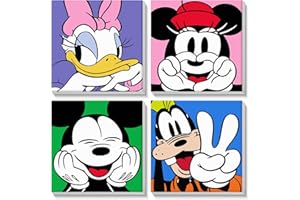 SENQAO Framed Paint by Numbers for Adults Kids Beginners - 4 Pack Cartoon Paint by Numbers for Kids Ages 8-12, Kids Paint by Number Kits on Canvas, DIY Oil Painting Acrylic Art Crafts