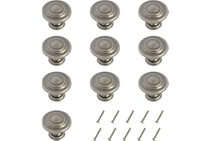 HARMAC HOUSE Vintage Cabinet Knobs 10 Pack Heavy Duty Vintage Pewter Round Pull Handles 32 mm Diameter Door Drawer Handle Mushroom Handles Knobs (Vintage Pewter)