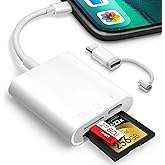 Oyuiasle SD Card Reader for iPhone iPad, Digital Trail Camera, Dual Slot SD Card Viewer for MicroSD/SD, Lighting