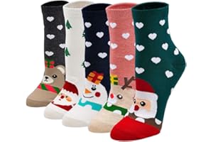 ZFSOCK Chaussette de Noël Chaussette Femme Fantaisie Coton Hiver Chaussette Motif Drôle Doux Bas de Noël Respirant Socquettes,EU 36-41