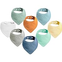 Lot De 6 Bavoirs Bébé En Mousseline De Coton - Absorbants Et Doux - Pour Bave Et Dentition - 0-12 Mois