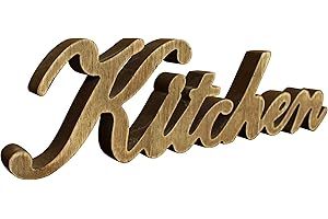 CVHOMEDECO. Insegna Rustica Vintage in Legno Invecchiato con Scritta Kitchen Scrivania/Tavolo/mensola/Porta/Parete di casa Decorazione Artistica, 39.5 x 10,8 x 2,5 cm Naturale