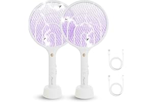 Aspectek Elektryczna łapka na muchy 3000 V, 2 w 1, do wielokrotnego ładowania, do użytku wewnątrz i na zewnątrz, kabel USB do ładowania