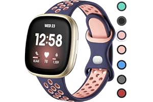‎UPEAK Upeak Sportarmband Kompatibel mit Fitbit Versa 3 Armband/Versa 4 Armband/Fitbit Sense Armband/Sense 2 Armband, Atmungsaktiv Silikon Doppelloch Schnappschnalle Ersatzband für Damen Herren