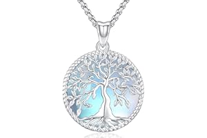 Friggem Łańcuszek na szyję ze srebra wysokiej próby 925, delikatny wisiorek z motywem drzewa życia, dla kobiet, dziewcząt, z pudełkiem na prezent, długość łańcuszka 46 cm