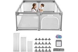 VEVOR Parc Bébé, 200 x 178,5 cm, Parc de Jeu Enfant, avec 50 Balles Océaniques, Sac de Voyage, Porte Zippée, Maille Respirante, Barrière de Jeu pour Tout-petits Apprendre à Marcher Intérieur Extérieur