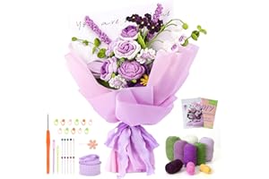 ASTNIC Kit de ganchillo para principiantes y adultos, ramo de rosas de ganchillo para principiantes con video paso a paso, manualidades hechas a mano, regalos de ramo de flores para mujeres y hombres