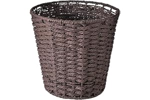 Zuvo Round Wicker Waste Paper Bin (25 cm, Brown) – Handwoven Rubbish Basket for Bedroom, Bathroom, Office, and Home