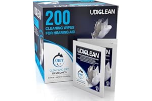 UDIVITA 200 Wet Wipes for Hearing Aids and Cochlear Implants Udiclean Quick-Drying Individually Wrapped Wipes for Grease Sweat and Dirt Removal