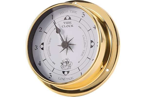 Hausdec Horloge des marées, testeur d'un mur avec coque en cuivre pour station météorologique, bateau à suspendre à l'horloge des marées, 115 mm