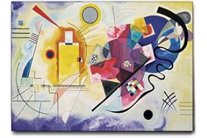 Giallobus - Quadro - Vassily Kandinsky - Giallo rosso e blu - Tela Canvas Telaio Standard - 50x35 - Pronto da appendere - Quadri moderni per la casa