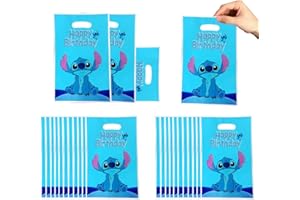 MODALI 50 Pcs Sacs Cadeaux Stitch,Sacs En Papier,Sacs à Friandises,Sacs En Papier ColoréS Pour Cadeaux D'Anniversaire,Mariages,FêTes Et Plus Encore, 25 X 16 cm