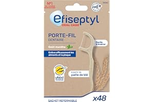 Efiseptyl - Porte-Fil Dentaire - À Partir de Paille de Blé - Goût Menthe - Facile à Insérer - Sachet Refermable - x48