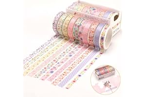 CRRYNUO 10 Rolls Washi Tape, Thin Foil Gold Beautiful Flowers Washi Tape Set, Decorative Tape for Scrapbooking, Decorative Gold Stamping Tape, Gift Wrapping, Holiday Decoration, Bullet Journal, Masking Tape