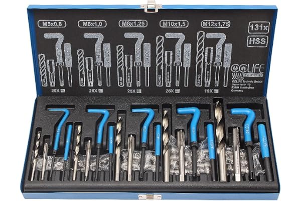 CCLIFE Douille filetée de réparation de Filetage, 131 Pièces M5 M6 M8 M10 M12