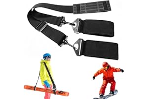WIHOZTE Ski Straps & Pole Carrier, Foldable Ski Carrier Strap Adjustable Shoulder Strap for Kids & Adults Ease Detachable Comfortable Padded Shoulder Sling for Skis Snowboard Boots Poles (Black)
