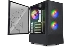 ‎EMPIRE GAMING EMPIRE GAMING Gamer obudowa PC Sapphire – ARGB Medium Tower ATX/Micro-ATX/ITX – drzwi boczne ze szkła hartowanego – 3 wentylatory 3-pinowe 5 V LED RGB z możliwością adresowania 120 mm – MB Sync