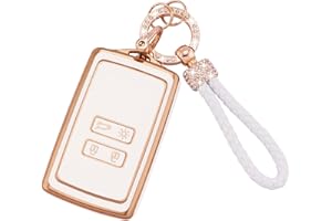 Koaudb Coque de clé pour Voiture pour Clio Megane Koleos Kadjar Talisman Captur Espace Dacia Duster 4 Boutons Coque Clé Télécommande Coque de Protector étui carte dacia avec cordon porte-clés(Rnl)