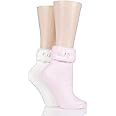 Elle Ladies 2 Pair Original Cosy Bed Socks - Pink/Mid Muted