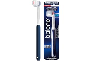 BALENE - Cepillo de Dientes Doble Cara, Limpieza produnda de la Cara Interna y Externa de los dientes, Mango Giratorio, Filamentos Antibacterianos, Dureza Media, Color Azul