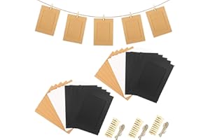 FANGEHONG 30Pcs Paper Photo Frame with 30Pcs Clips and 3Pcs Hemp Ropes, 6x4 Inch DIY Kraft Cardboard Picture Frames, Paper Picture Mats, Hanging Album Frame for Home School Office Wall Decoration (3 Colors)