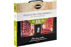 NICO JAMONES PACK DE TRANCHES D'ÉPAULE IBÉRIQUE CEBO composé de 9 sachets de 80 gr
