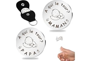 FUAKUIP Cadeau Future Maman,Cadeau Futur Papa,Cadeau Futur Parents,Cadeau Bebe,Cadeau Jeune Maman,Cadeau Jeune Papa,Cadeau Naissance,Pièce De Monnaie De Décision,Cadeau Naissance Garcon
