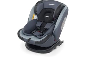 Foppapedretti Seggiolino Auto Iturn, Gruppo 0/1/2/3 (0-36 Kg), Seduta Girevole a 360°, per bambini dalla nascita a 12 anni, Dualfix (Isofix e non), conforme ECE R44, Seduta Reclinabile, Silver