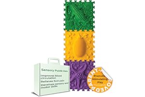 ORTO NATURE 3-Piece Sensory Massage Puzzle Play Mat – Interlocking Orthopedic Floor Tiles & Textured Sensory Mats for Kids & Adults (Animal Trio)
