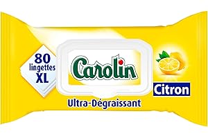 Carolin Lingettes Multi-Usages Ultra-Dégraissantes au Citron x80