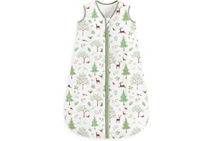 Looxii Baby Sleeping Bag 1.5 Tog Winter Baby Sleep Sack 18-24 Months 100% Cotton Soft Warm Wearable Blanket for Newborn Infant Toddler Boys and Girls Green Forest