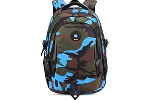 FNTSIC Camouflage Primary School Bags Children Backpacks Large Capacity Lightweight Shoulder Bags Ideal for Teenage Boys and Girls (Camo blue)