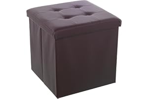 DRW Puf pegable con almacenaje 45x45x45 cm (Marron Polipiel)
