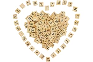 KODEPRO 200 Pcs Wooden Scrabble Letter Tiles Scrabble Tiles for Crafts, A-Z Capital Letters Recognition Block Scrabble Crossword Game, Wooden Alphabet Tiles for Making Alphabet Coasters DIY Wood Gift