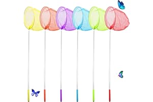 LUOCAI 6PCS Telescopic Butterfly Net Kids Fishing Net Extendable 14-33.8 Inches Butterfly Net for Kids Colorful Net for Catching Butterfly, Dragonflies, Grasshoppers, Fireflies